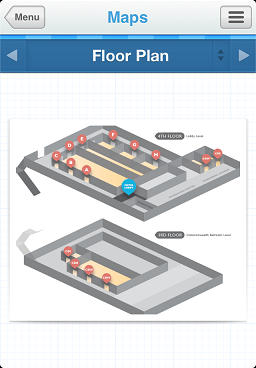 Maps section showing venue floor plan Maps section showing venue floor plan for COMSOL Conference Boston 2012