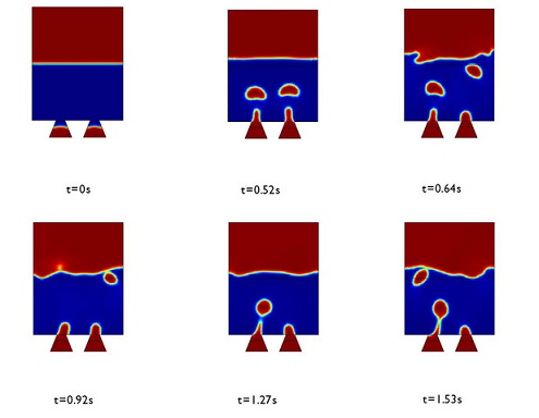Boiling water, modeled in COMSOL Multiphysics CFD Module