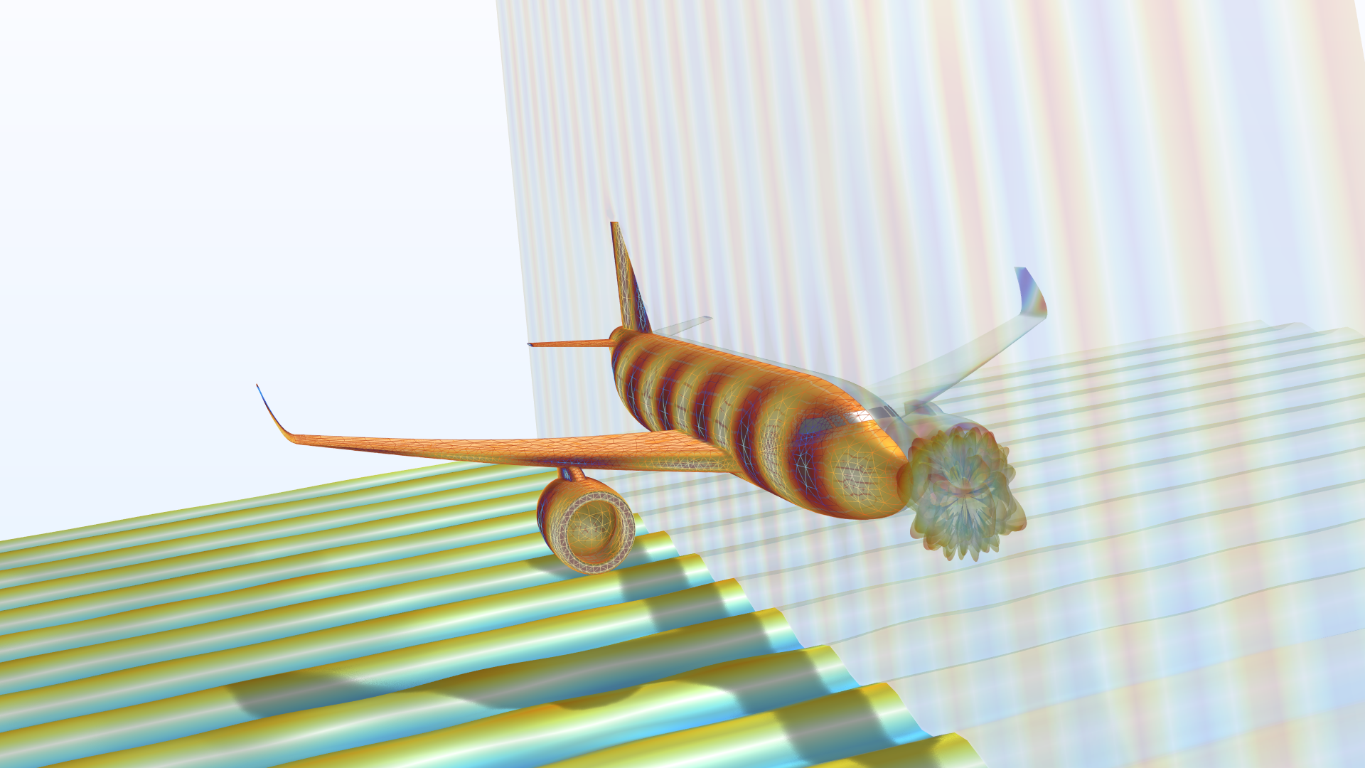 title="" alt="Modello di un aeroplano che mostra la sezione trasversale radar nella tabella dei colori Thermal Wave."