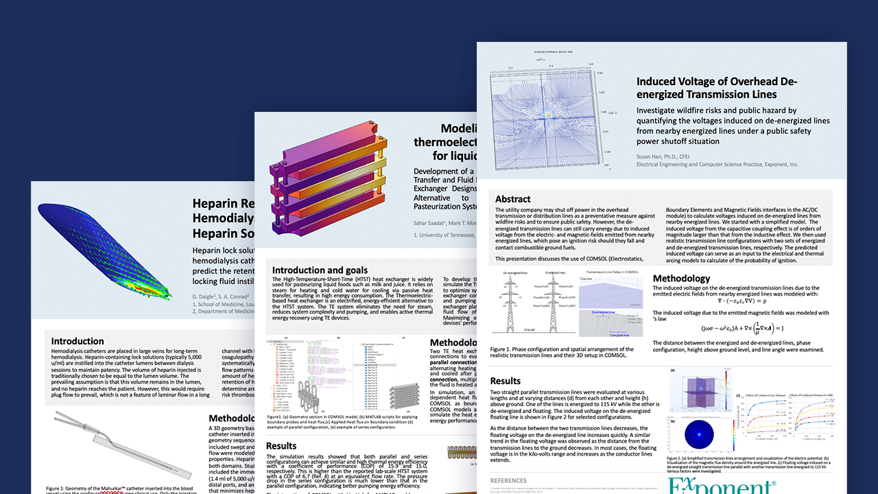 A collage of three posters from the COMSOL Conference 2025 Boston.