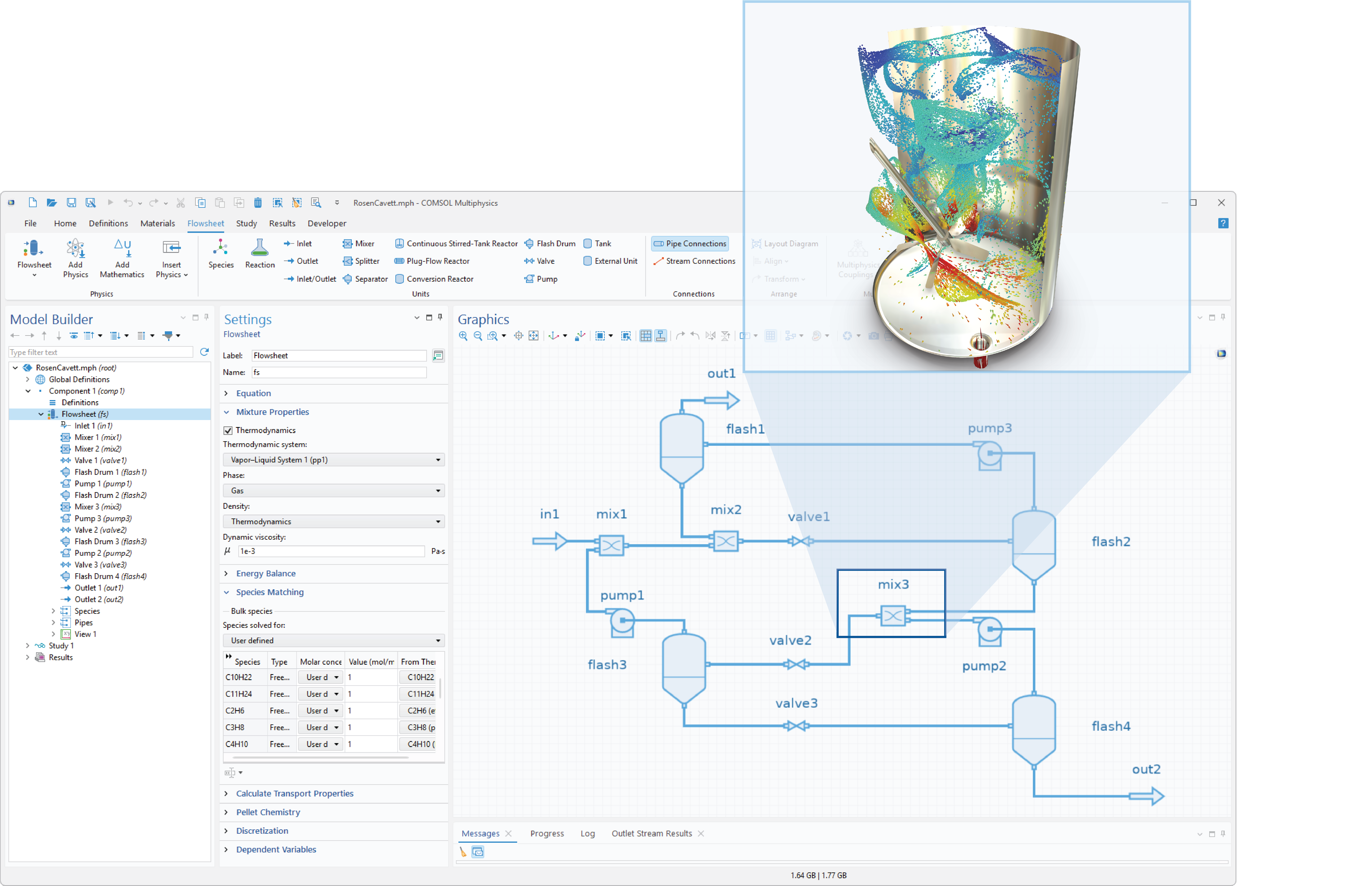 flowsheet-and-3D-model