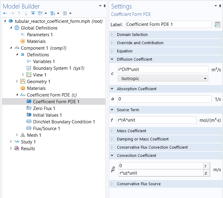 The Select Physics window with Coefficient Form PDE highlighted and the Review Physics Interface window.